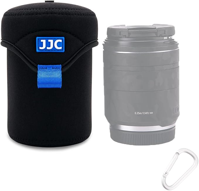 JJC Water Resistant Neoprene Camera Lens Pouch Case, Fold-Over Lens Bag by JJC