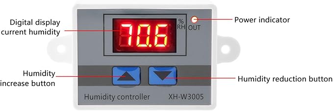 Digital Humidity Controller, 12V 24V 220V Humidistat Switch Sensor, LCD - Image 3