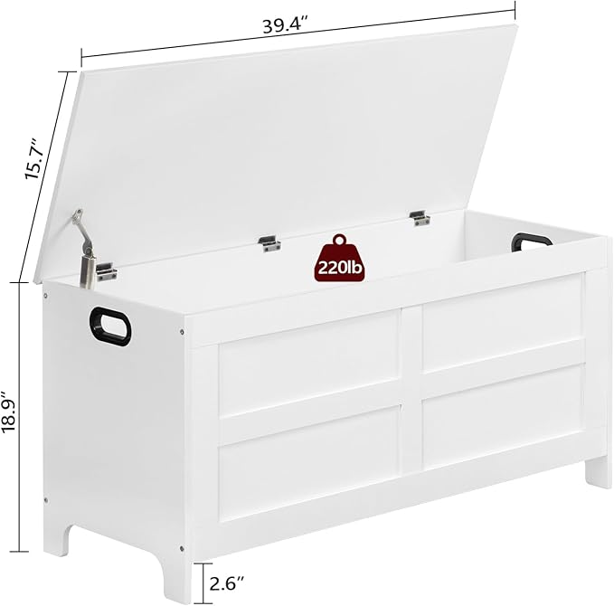 Storage Chest, 39.4” Large Toy Chest, Entryway Storage Trunk, Storage Bench - Image 3