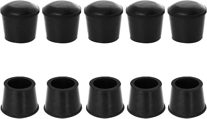 10 PCS Black Round Rubber Chair Leg Caps Tips, Vinyl Rubber End Kits, Soft by Zinkebol