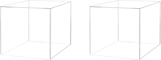 2 Pack 16 Inch Clear Acrylic Display Box Versatile Square One Piece No Lid by MarketingHolders