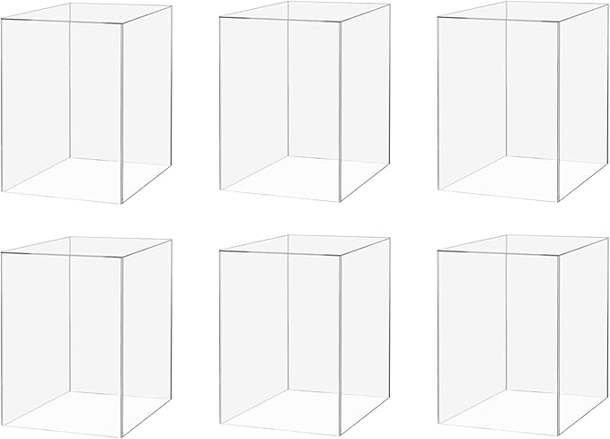 6 Pack Acrylic Display Riser Box Versatile 5 Sided No Lid Pedestal Merchandise by MarketingHolders
