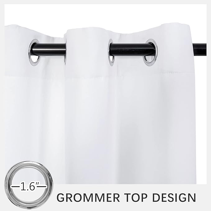 MYSKY HOME White Curtains Bedroom Curtains 63 inch Length Grommet Room - Image 4
