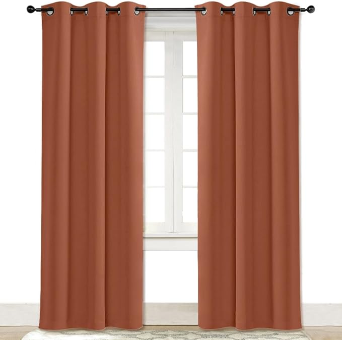 NICETOWN Curtain Blackout Drape Panel, Single Panel, 34 x 84 inch, Burnt Orange by NICETOWN