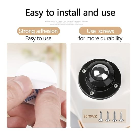 Self Adhesive Caster Wheels for Furniture, Storage Box, Trash Can, PC Stainless - Image 3