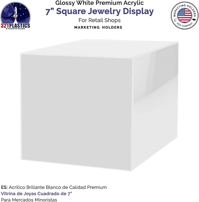 2 Pack 7 Inch White Acrylic Display Box Versatile Square Plexiglass Retail - Image 3