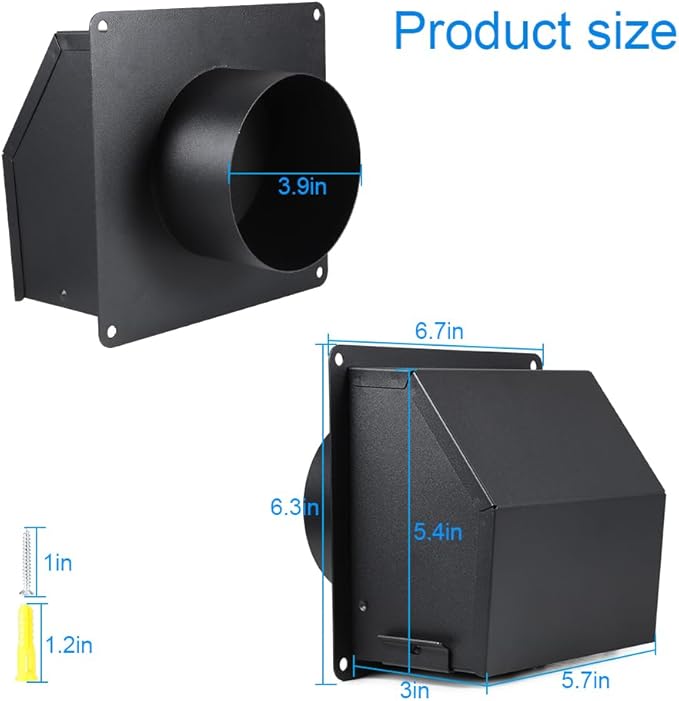 Picowe 4 Inch Dryer Vent Cover Outside, Metal Wall Vent Cover - Image 2