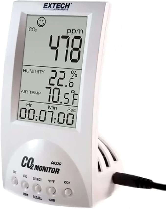 Extech CO220 - Desktop Indoor Air Quality CO2 Monitor – Measures CO2, - Image 3