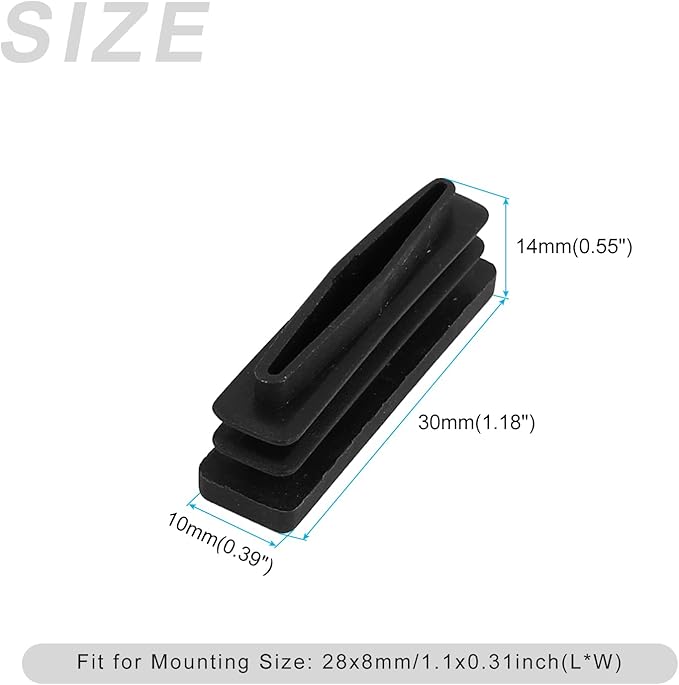 METALLIXITY Rectangle End Caps 100Pcs, Plastic Rectangle Tube Inserts Threaded - Image 2