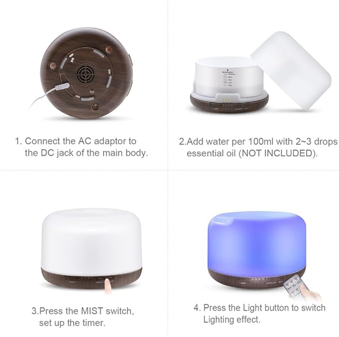 Wild Essentials 700ml Designer Large Room Essential Oil Diffuser, 5 in 1 - Image 9