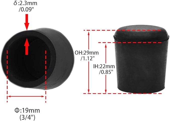 Flyshop 3/4", 19 mm, Patio Round Chair Leg Caps, Furniture Table Feet Covers - Image 2