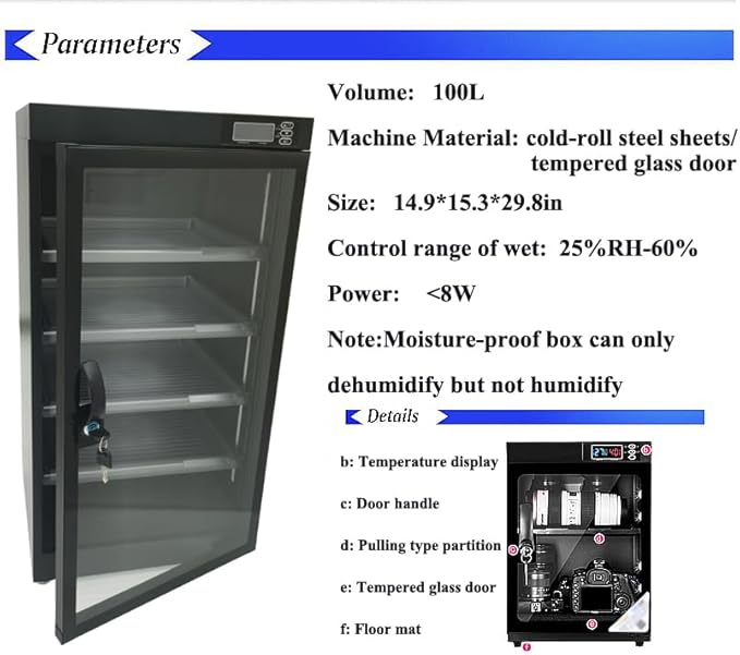 Automatic Digital Camera Dehumidify Storage 100L Dry Cabinet Box Storage 5 - Image 7