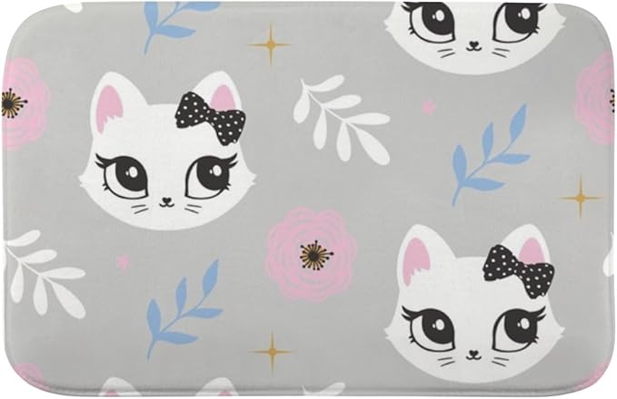 Cute Pet Animal Kitten Bow Runner Rug Bathroom Toilet Rugs Foot Mat Mats by Unknown