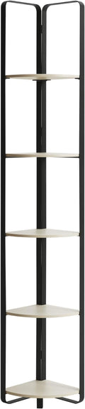 Furniture of America Leif Modern 5 Shelf Bookcase, Two-Tone Corner Bookshelf by FurnitureofAmerica