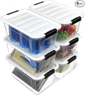 Plastic Storage Bins with Lids 6 Pack, 7 Quart Storage Containers with Black by EasyCozyHomey