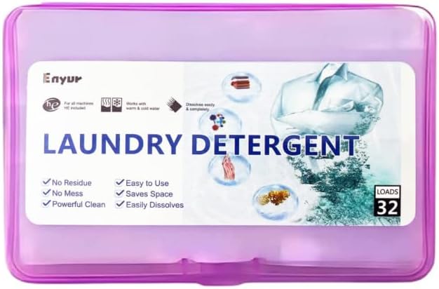 Laundry Detergent Sheets | Ultra-Portable | Travel Size | 32 Loads, 5-Second by Enyur