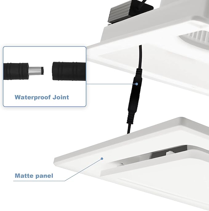 Bathroom Exhaust Fan with Light, Bathroom Fan with 6000K Square LED Combo - Image 5