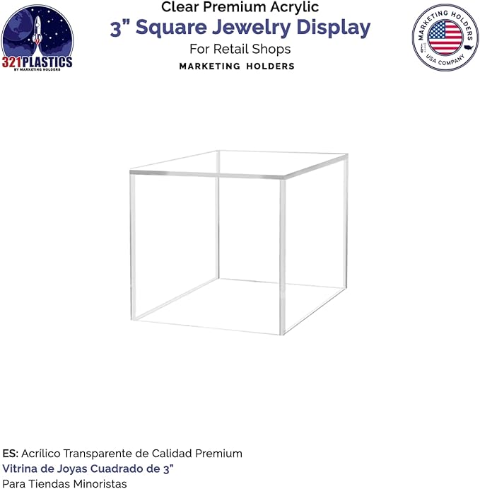 4 Pack Acrylic Cube Display Box Clear 3" Square Food Buffet Riser to Showcase - Image 4