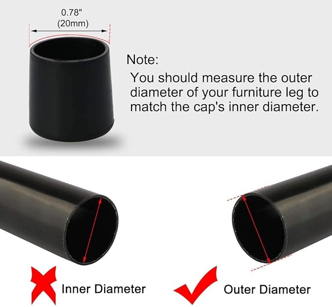 XYWHPGV PVC Leg Cap Tip Cup Feet Cover 20mm 0.79" Inner Dia 10pcs Floor - Image 3