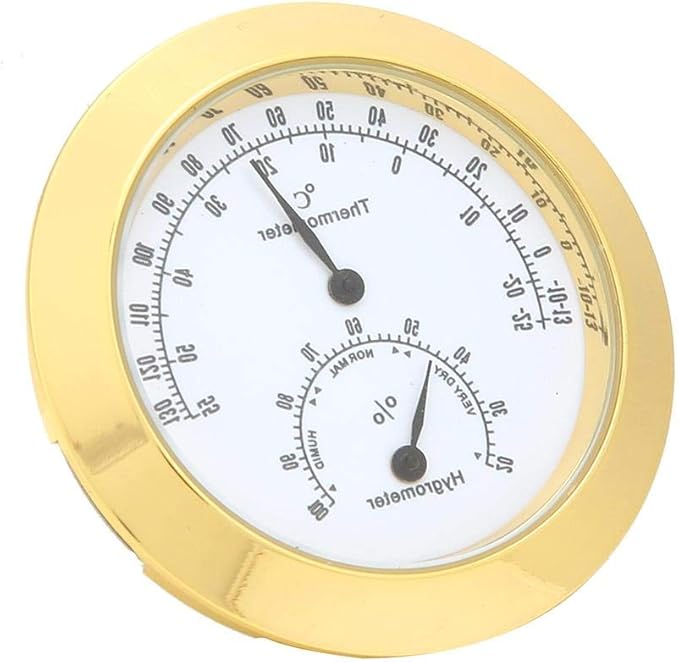 Tbest Guitar Analog Hygrometer, Round Alloy Digital Thermometer Hygrometer - Image 5