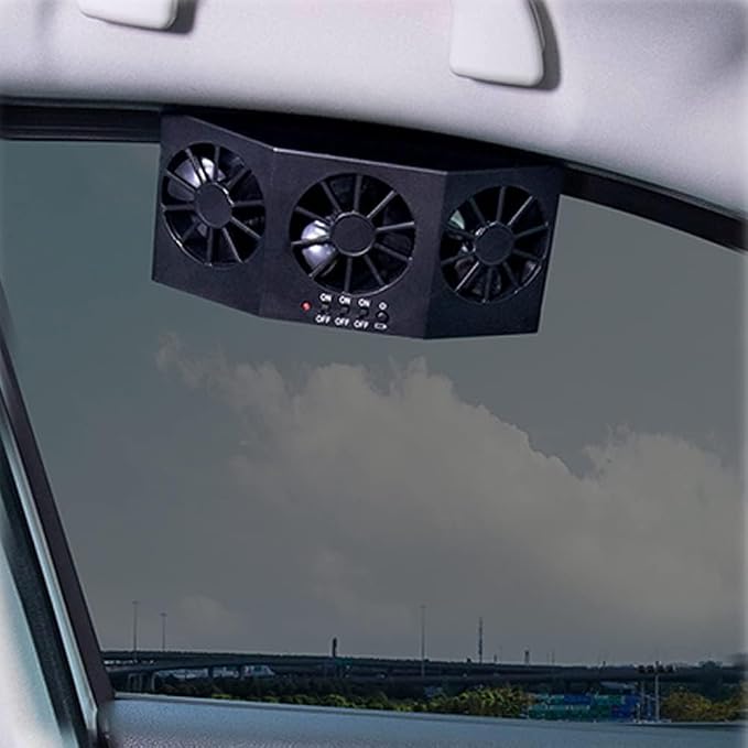 Solar Powered Car Window Exhaust Fan | 3 Fan Car Solar Power Air Vent Radiator - Image 7