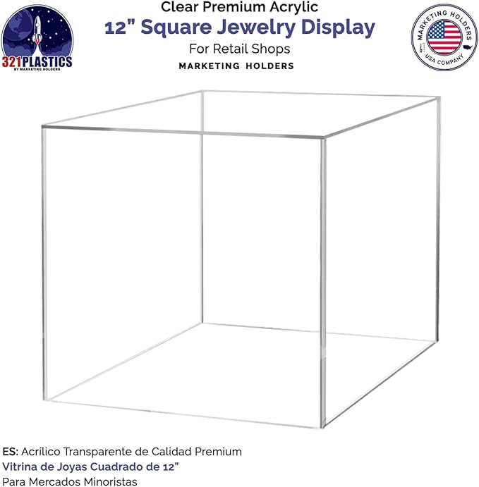 4 Pack Acrylic Display Box 12" W Square Hollow Cube Clear Art Sculpture - Image 2