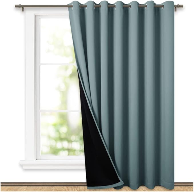 NICETOWN Greyish Blue 100% Blackout Room Divider Celling Curtains by NICETOWN