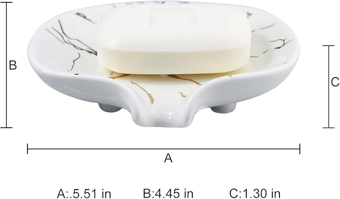 Ceramic Marble Texture Soap Dish, Self Draining Slot, Ceramic Self Draining - Image 4