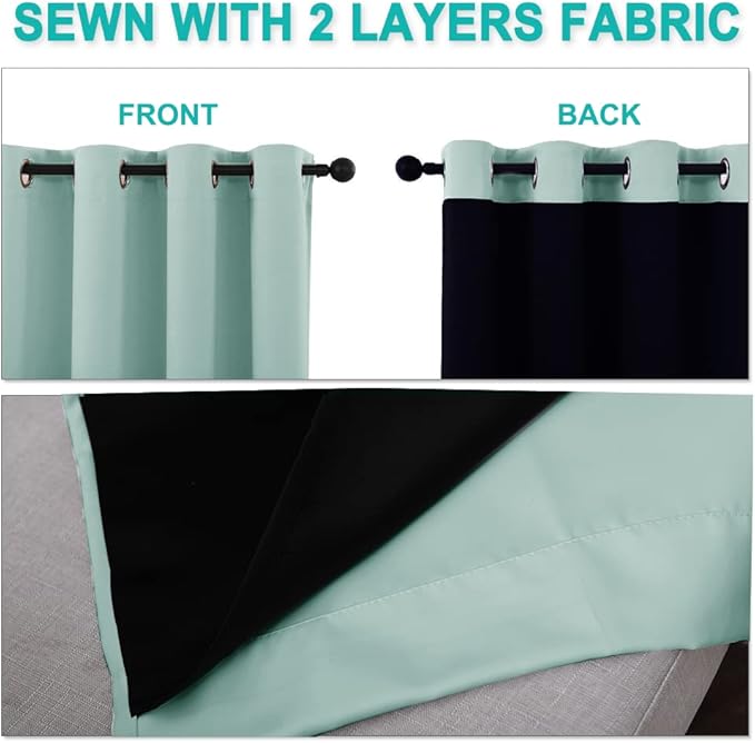NICETOWN 100% Blackout Curtains 57 inches Long, Double-Deck Completely Blackout - Image 5
