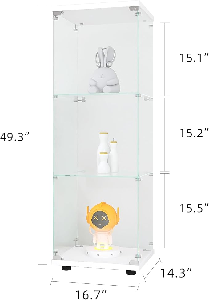 Yoluckea 3 Shelves Glass Display Cabinet - Image 2