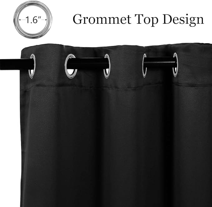 MYSKY HOME Solid Black Door Curtain Blackout Colset Curtains - Image 3