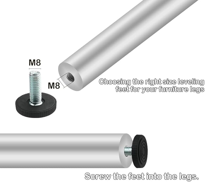 TOVOT 24PCS M8×1.25mm Furniture Leveling Feet Table Feet Screw on Adjustable - Image 4