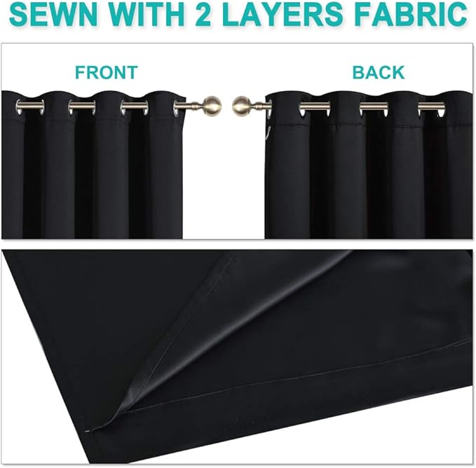 NICETOWN Black Out Curtains 54 inches Length Set of 2, 2 Thick Layers - Image 5