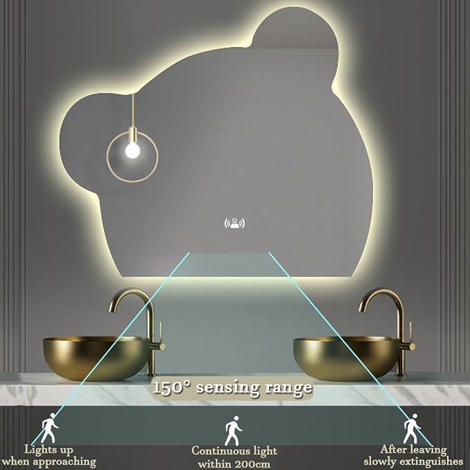 LTSRLL LED Vanity Mirror Cute Bear Decorative Mirror - Image 3