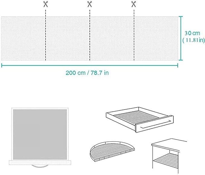 Shelf Liner Drawer Liner Non-Slip Mat Shelves Liners 12" X6.5’ Grid Pattern PVC - Image 3