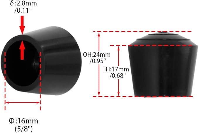 Flyshop 5/8", 16 mm, Patio Round Chair Leg Caps, Furniture Table Feet Covers - Image 2