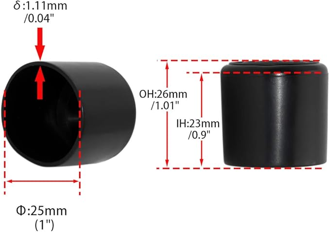 Flyshop 1", 25 mm, Patio Round Chair Leg Caps, Furniture Table Feet Covers - Image 2