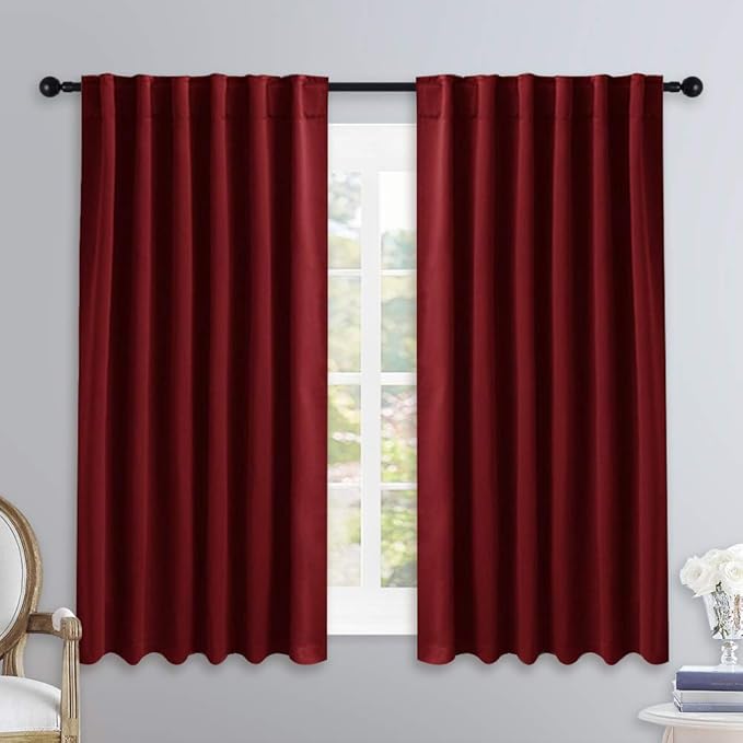 NICETOWN Christmas Burgundy Bedroom Blackout Draperies Panels - Image 2