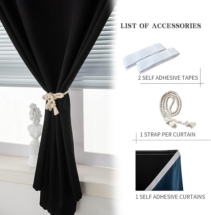 Autohesion Curtains for Windows, Bedroom Blackout Curtains for - Image 6
