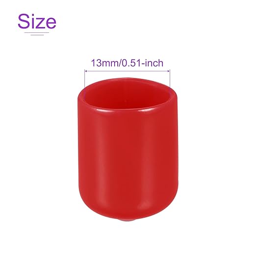 DMiotech 20 Pack 1/2" ID Red Screw Thread Protectors Rubber End Caps Bolt Covers - Image 4
