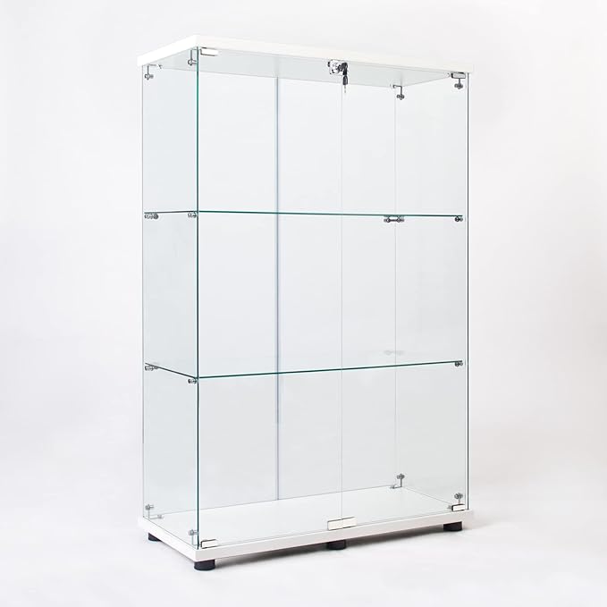 Yoluckea 3 Shelves Glass Display Cabinet by Yoluckea