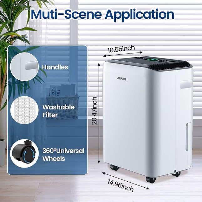 AIRPLUS 70 Pints Dehumidifiers for Home, 5500 Sq. Ft Dehumidifier for Basement - Image 6
