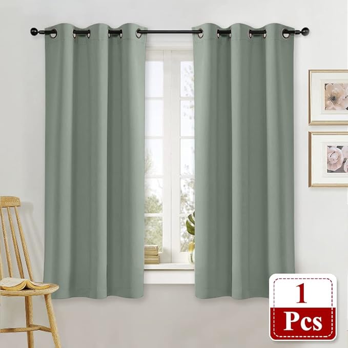 NICETOWN Greyish Green Blackout Curtain Window Drape Panel Noise Reducing Solid - Image 2