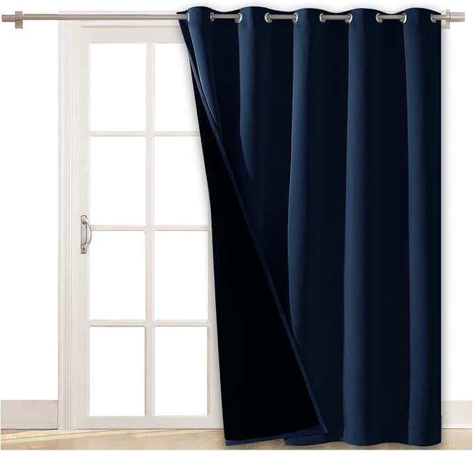 NICETOWN 100% Blackout Cold Blocking Patio Sliding Door Curtain, Wide Lined - Image 2