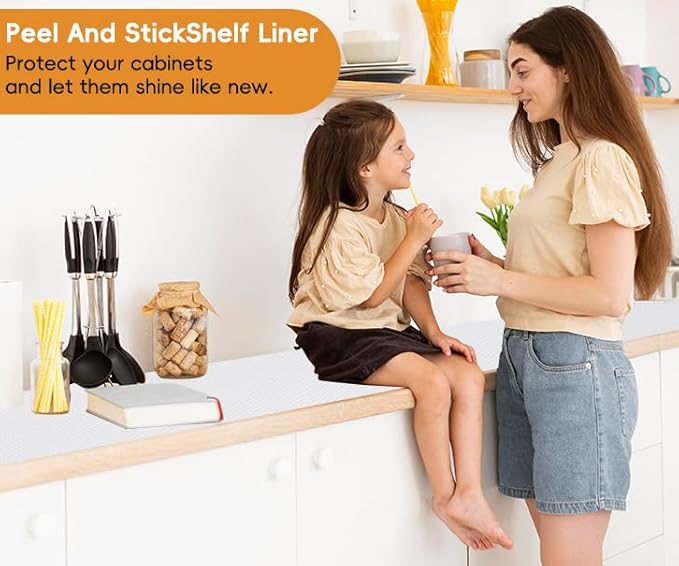 White Drawer Shelf Liner, Peel and Stick Non Slip Cabinet Liner 10" x 10 FT - Image 8