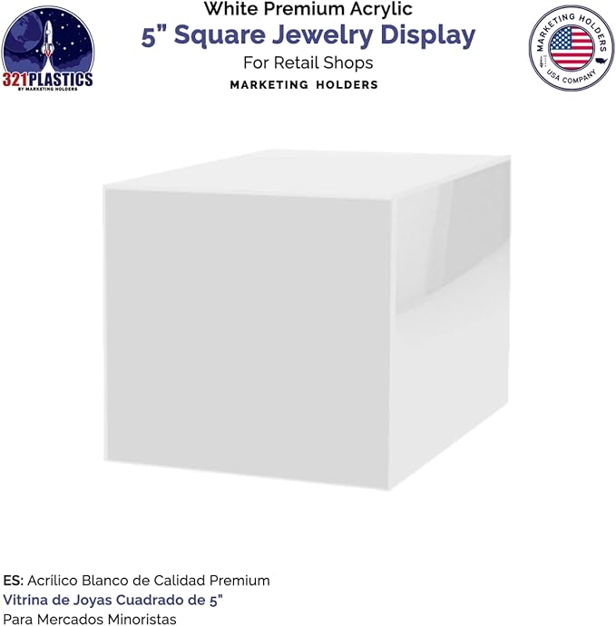 4 Pack 5 Inch Acrylic Display Riser Box White Preassembled Square Retail - Image 4