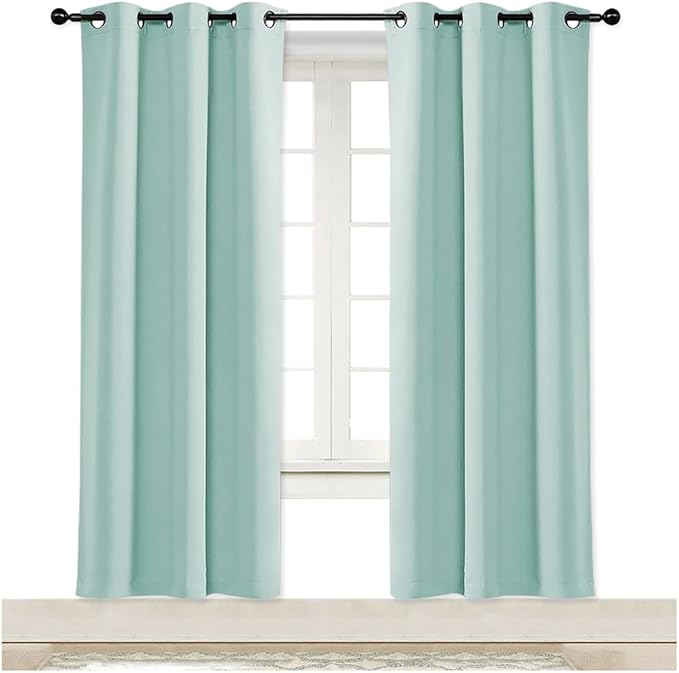 NICETOWN Curtain Blind for Bedroom, Single Panel, Aqua Blue, W42 x L72 inches by NICETOWN