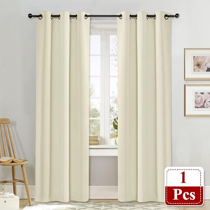 NICETOWN Beige Room Darkening Curtain and Drape Energy Efficient Warmth Solid - Image 2