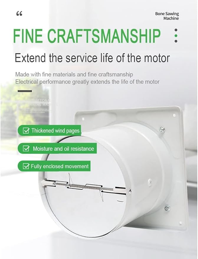 6'' Wall Mounted Exhaust Fan, 460CFM Metal Iron Ventilation Extractor, Silence - Image 4