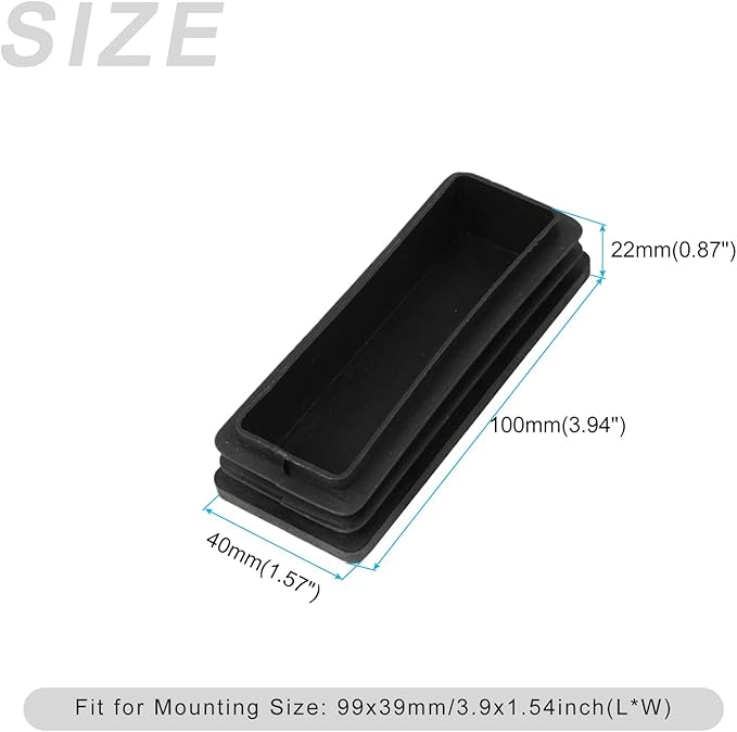 METALLIXITY Rectangle End Caps 2Pcs, Plastic Rectangle Tube Inserts Threaded - Image 2